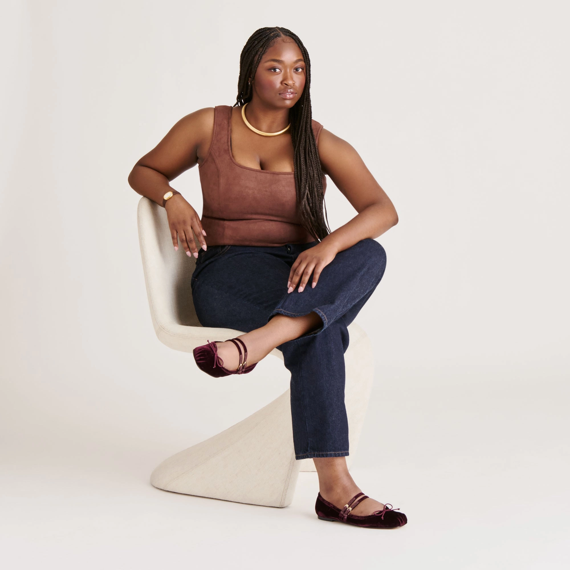 GIBSEN BALLET FLATS BURGUNDY VELVET Minimal Core