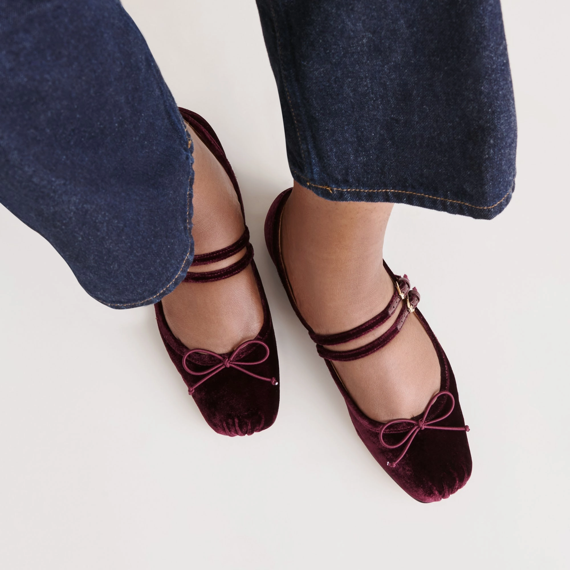 Breathable mesh Anti Odor GIBSEN BALLET FLATS BURGUNDY VELVET