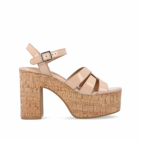Recycled materials JANIA BLOCK HEELED SANDALS IN PATENT