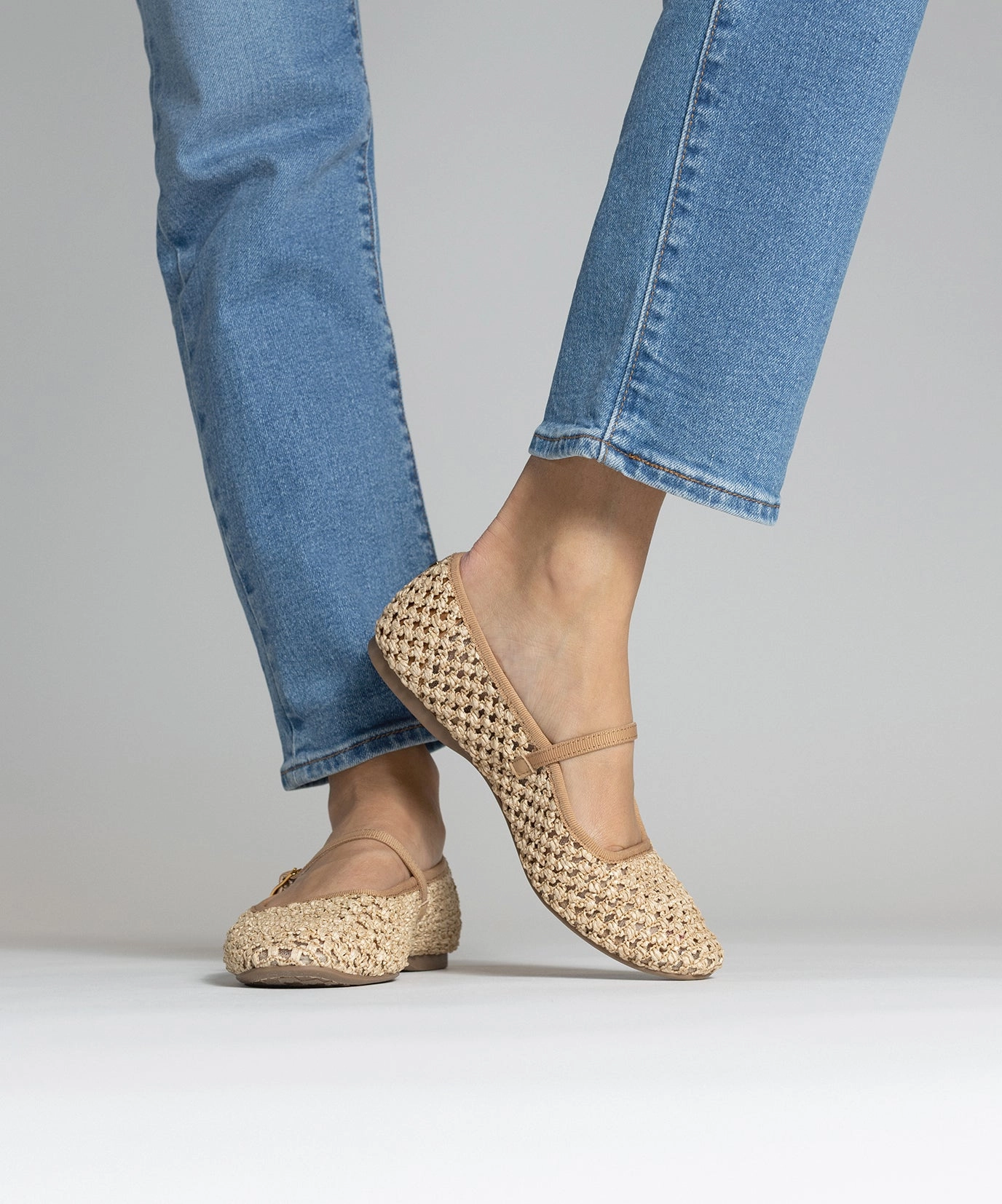 Lace Up Style Ready Footwear The Hummingbird Mary Jane - Tan Openweave