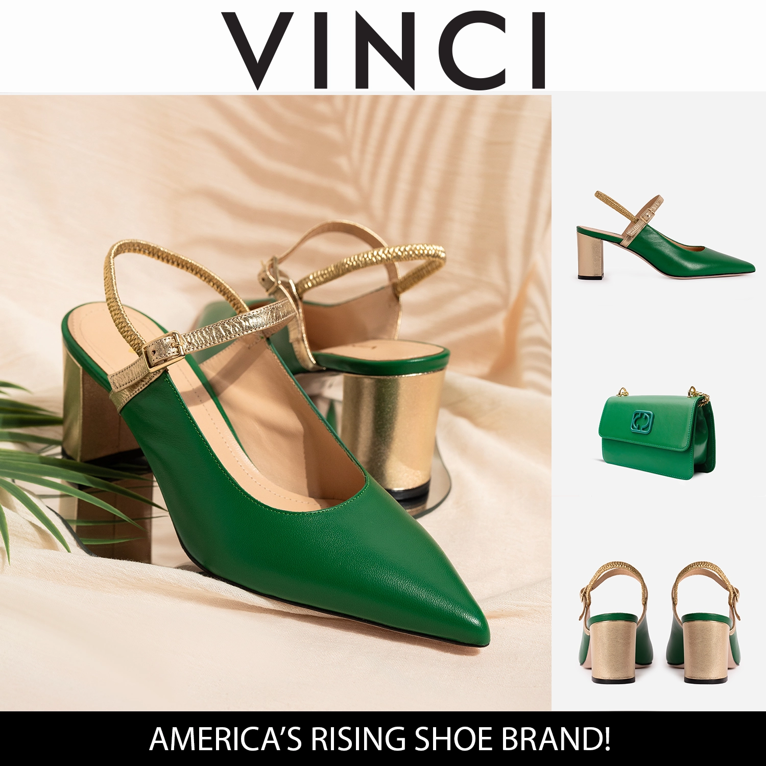 Everyday Walking Shoes Snug Fit Adjustability The Pompei Green Leather Women Slingback Shoe