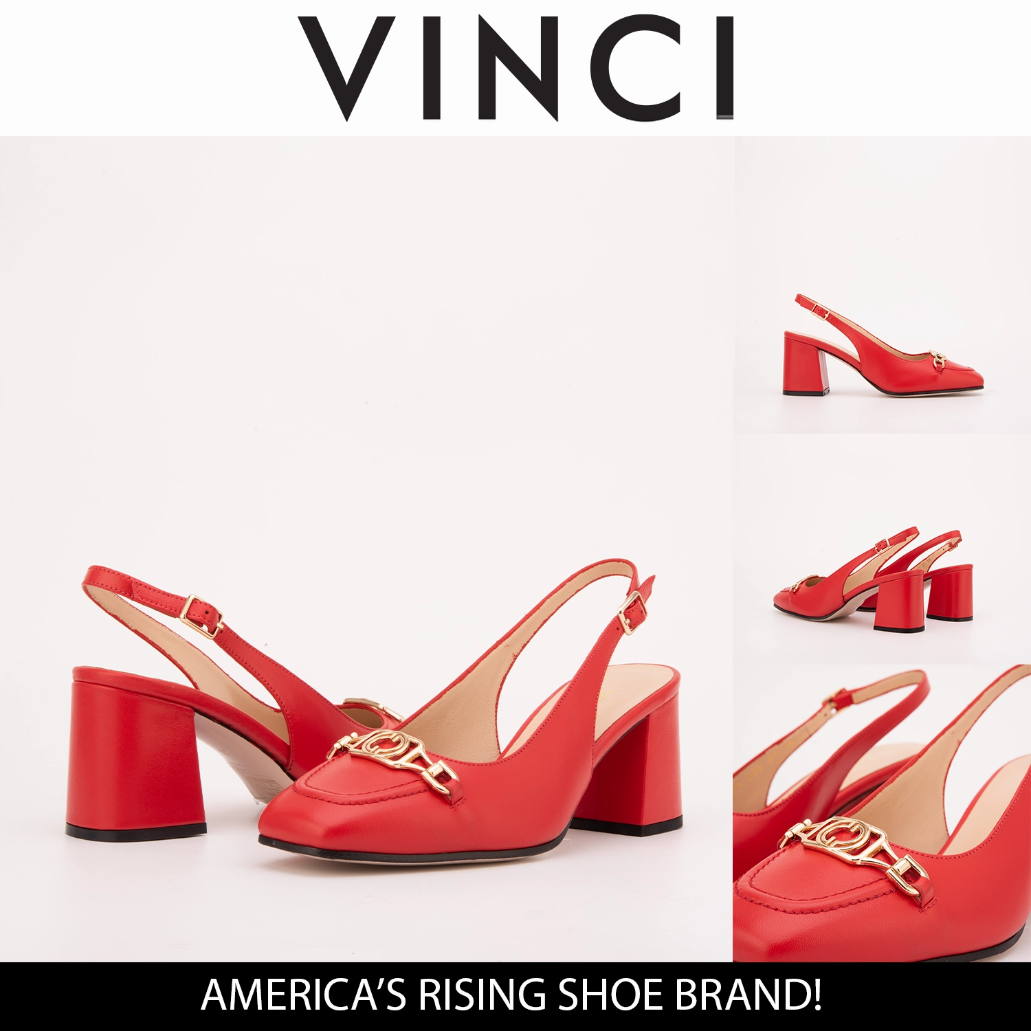 The Potomac Red Leather Slingback Women Sandal Sturdy Sole Construction All Daywear