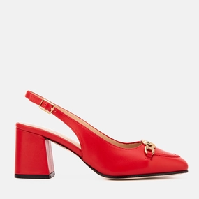The Potomac Red Leather Slingback Women Sandal Sporty Footwear