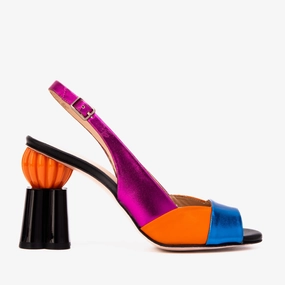 Contoured Heel Support The Rize Multicolor Pumpkin Heel Leather Women Sandal