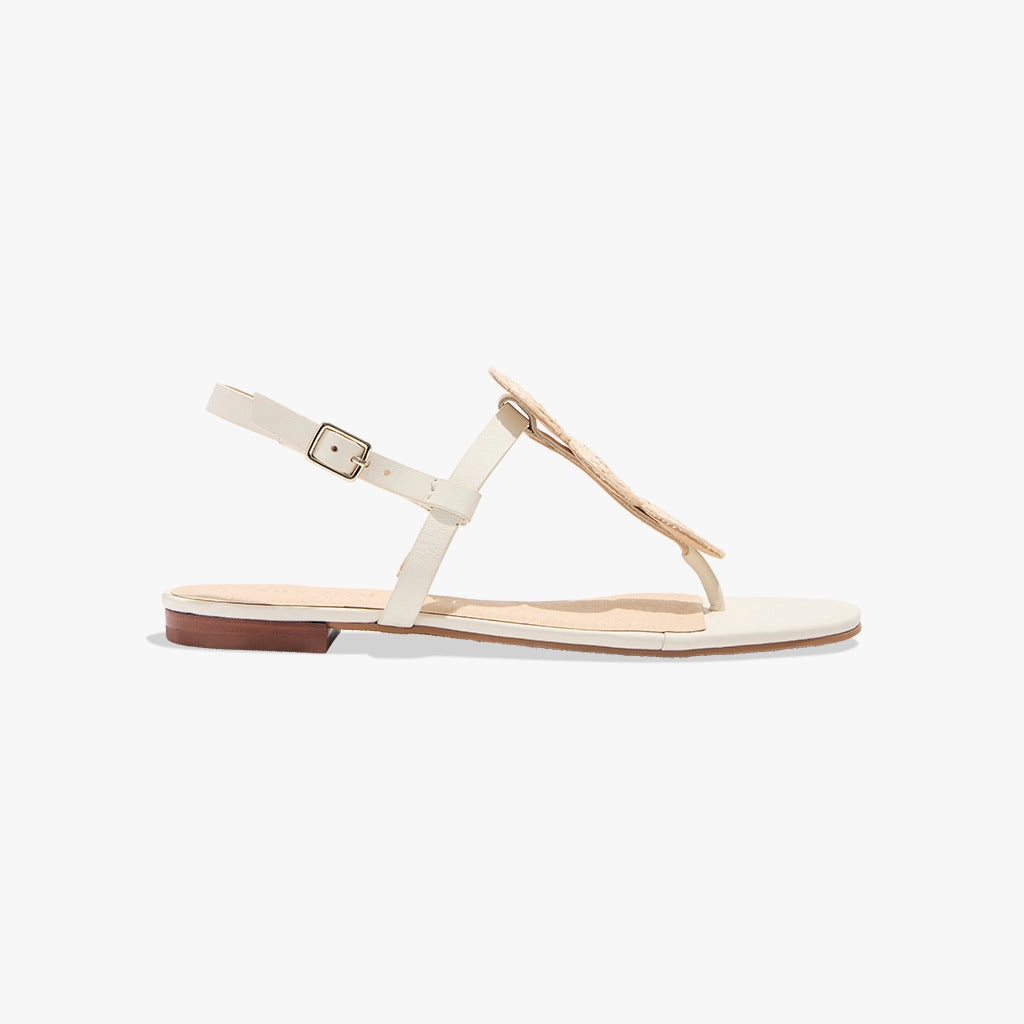 Worth Raffia Flat Sandal Strap Locking Mechanism
