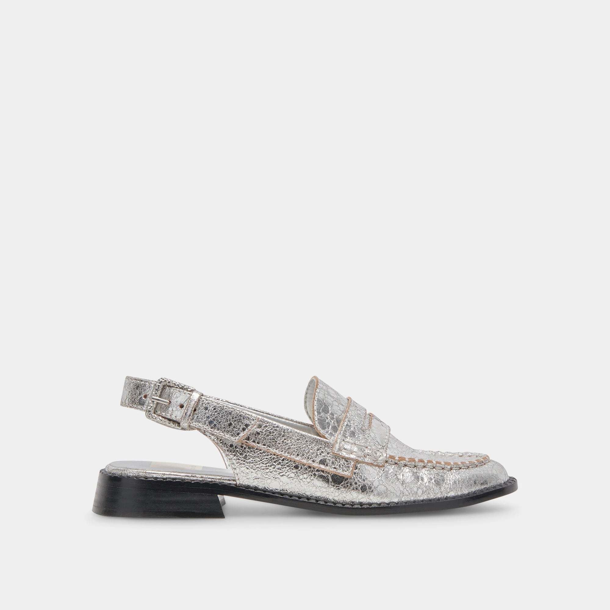 Relaxed Walking Footwear Toe Fit HARDI WIDE LOAFERS SILVER CRACKLED LEATHER - re:vita