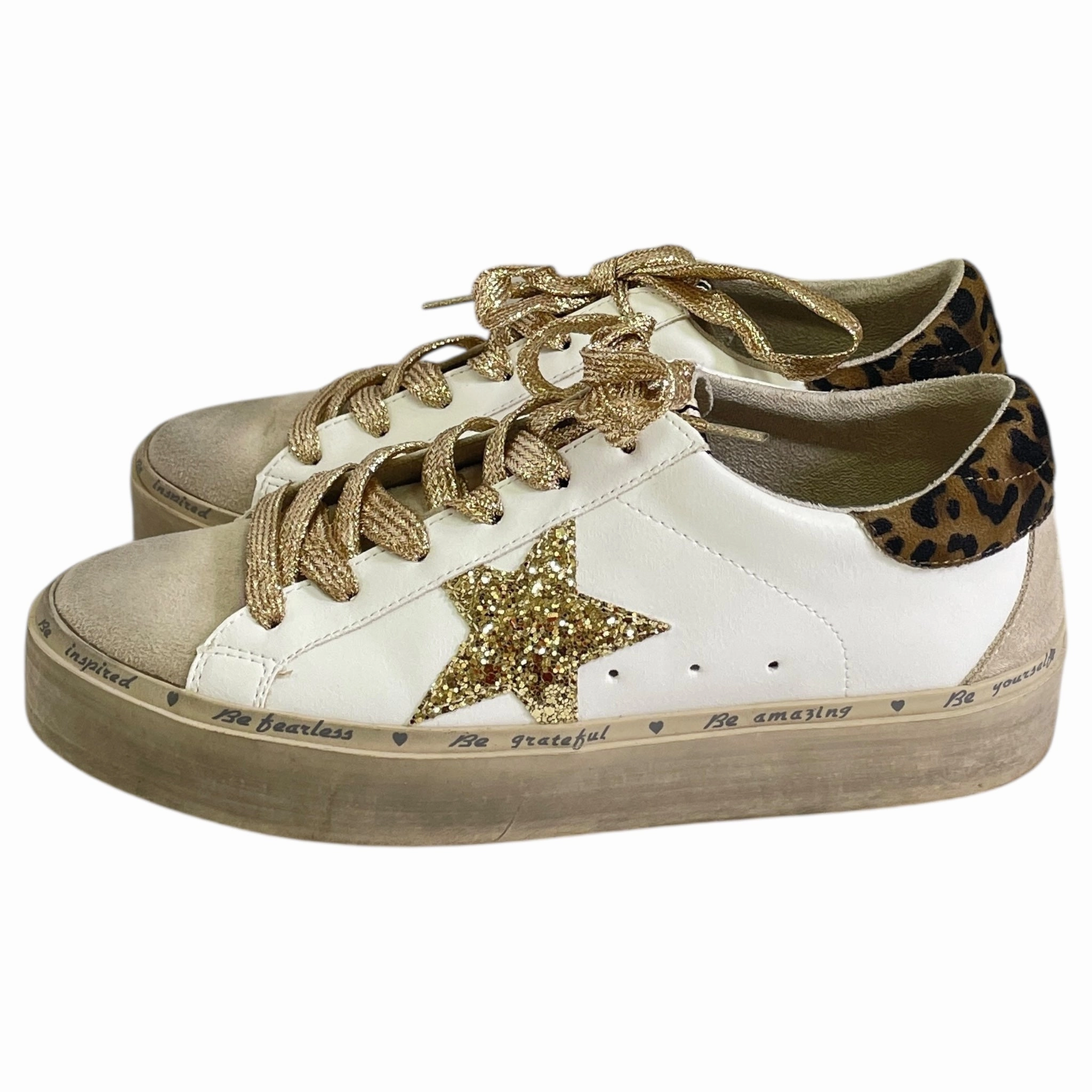 Energy Return Midsole Daily Motion Shoes Sneakers By Shu Shop In Gold & White, Size:8