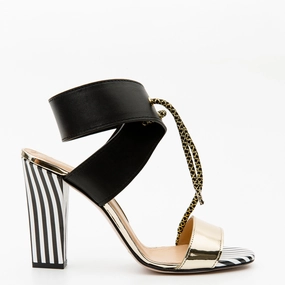 The Bloke Black Leather Ankle Strap Women Sandal Fast Step Foot Stability