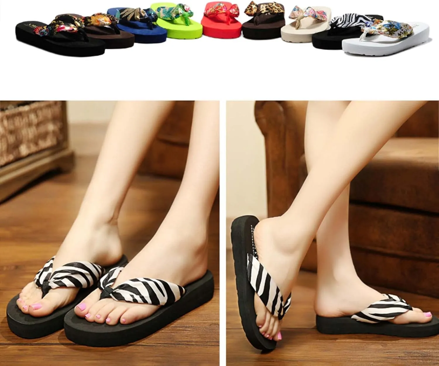 Eliogn Woman's Wedge Flip Flops Girls Summer Casual Thong Platform Sandals