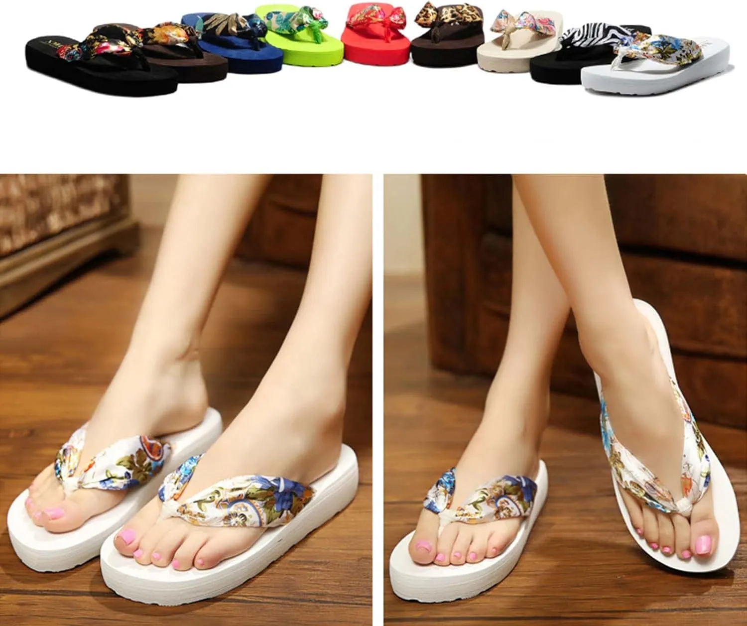 Eliogn Woman's Wedge Flip Flops Girls Summer Casual Thong Platform Sandals