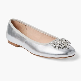 Ellina Jeweled Leather Ballet Flat Help Day Wood Glow