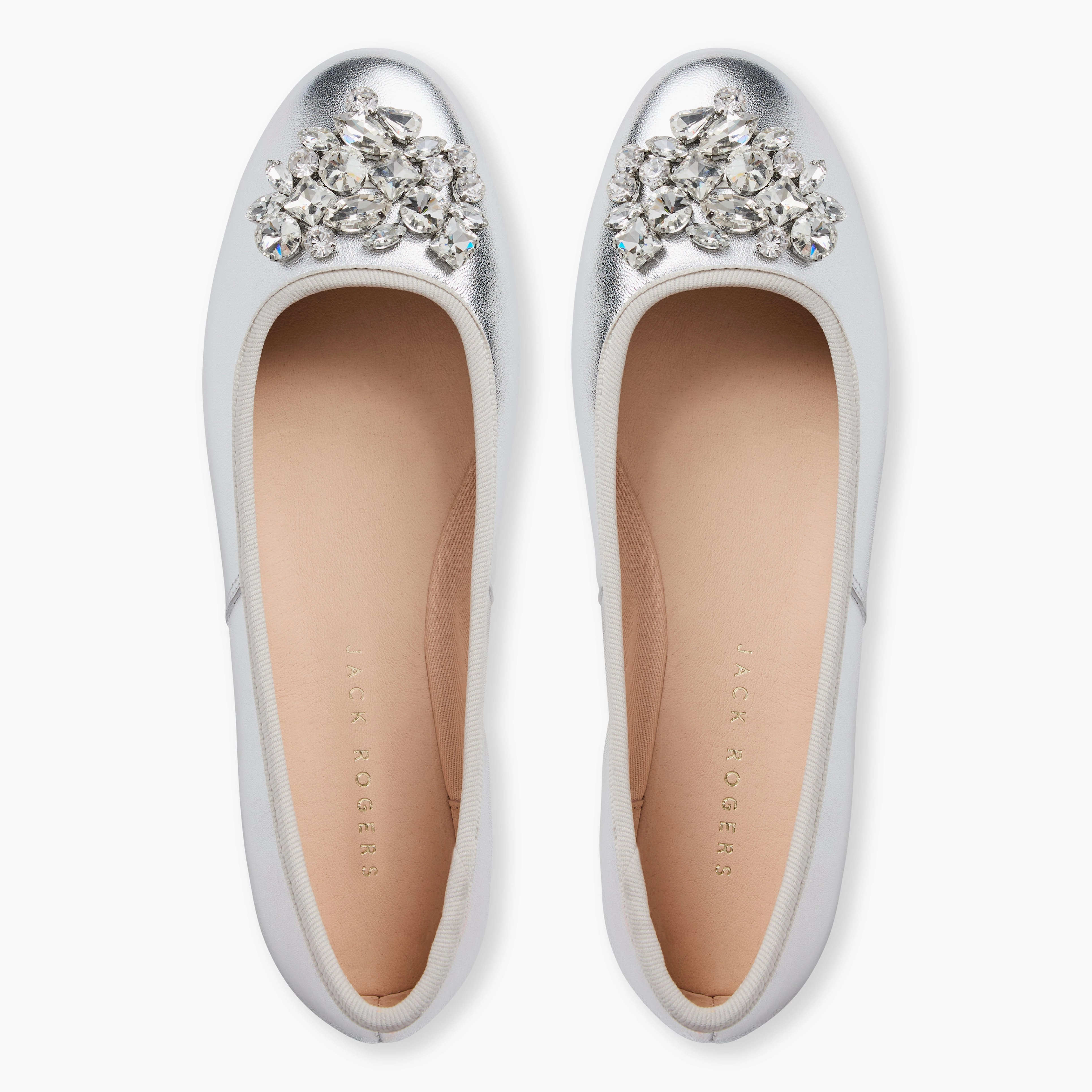 Ellina Jeweled Leather Ballet Flat Tree Glow