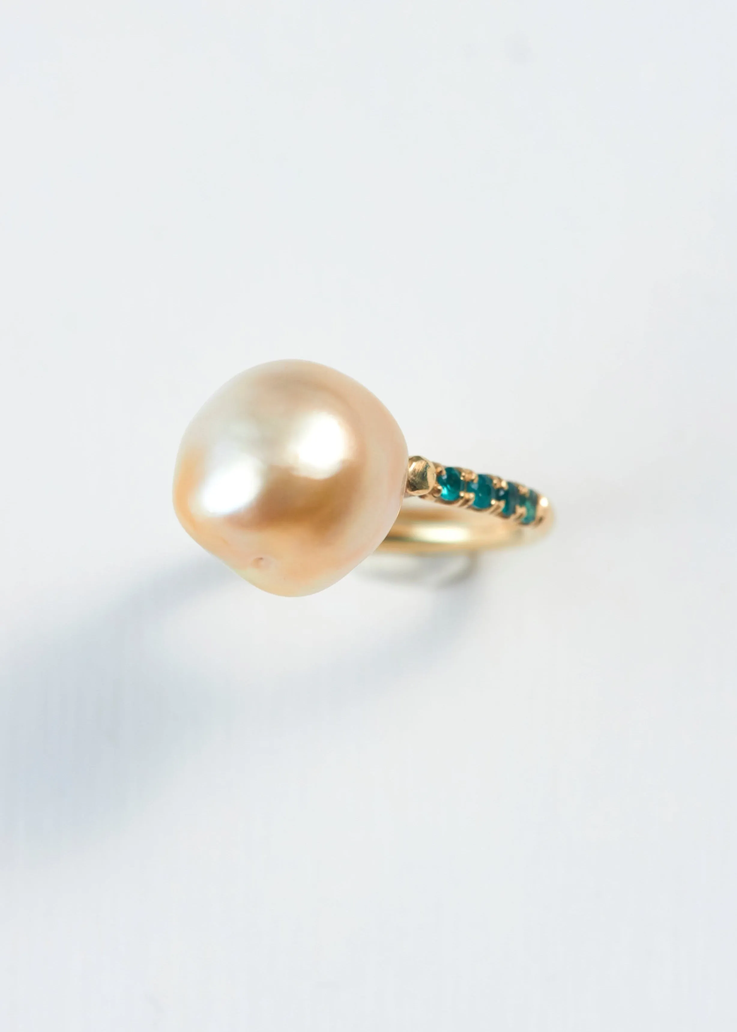 Emerald & South Sea pearl Pinky Ring