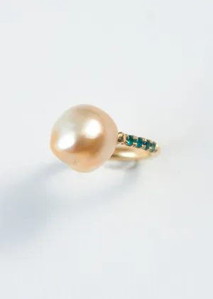 Emerald & South Sea pearl Pinky Ring