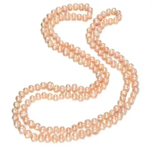 Endless 8-9mm Pink Freshwater Pearl Necklace,120cm Pearl Rope Necklace