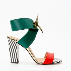 Open Toe Design The Bloke Ankle Strap Multicolor Leather Women Sandal