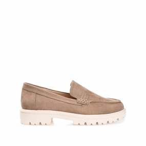 slow life ERIKA LOAFER FLATS IN FAUX SUEDE