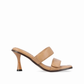 No Hassle ESSEY HEELED DUAL STRAP SANDALS IN VEGAN LEATHER