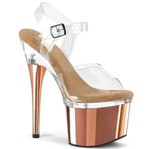 ESTEEM-708 Pleaser Clear/Rose Gold Sexy Platform Shoes (Pole Dancing Heels)