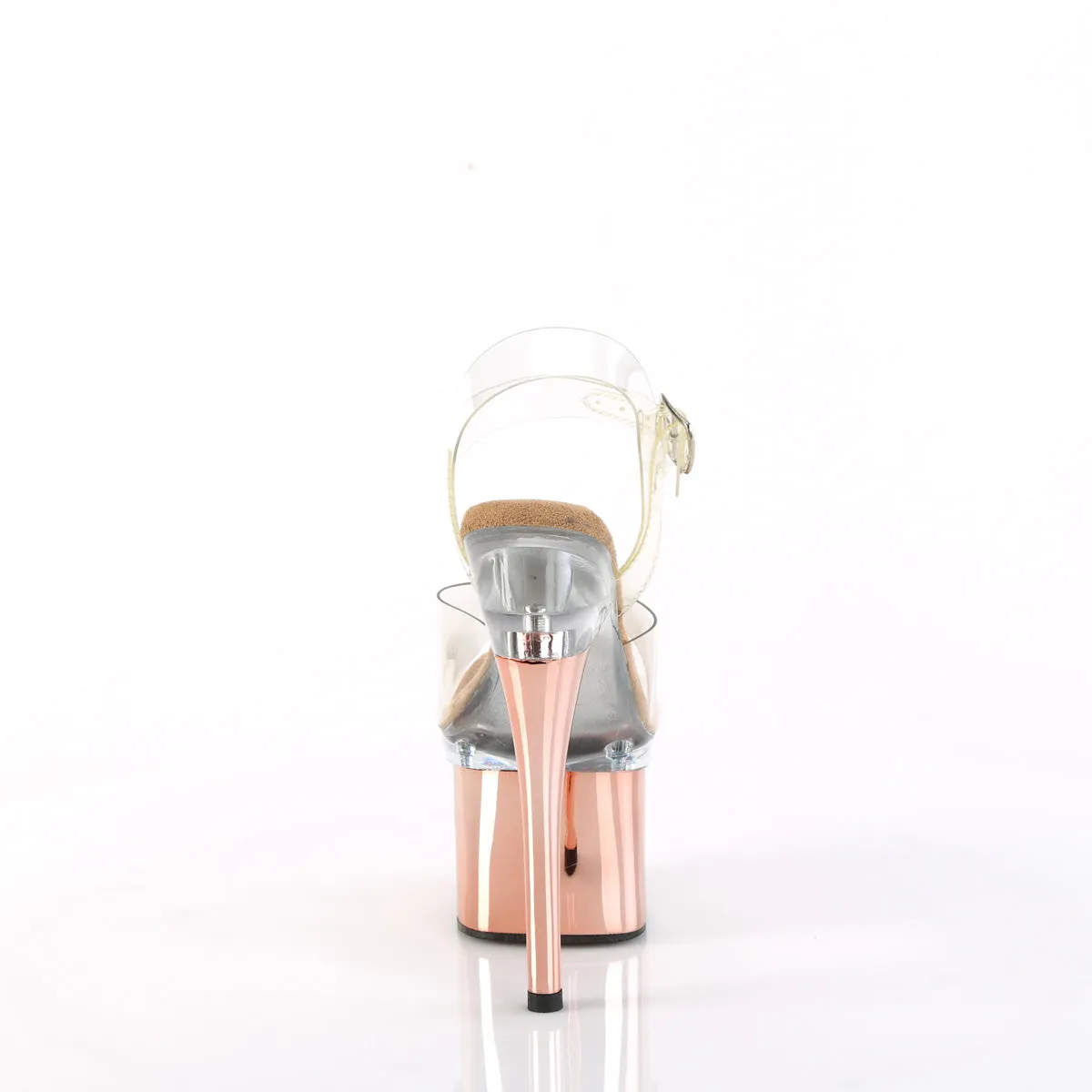 ESTEEM-708 Pleaser Clear/Rose Gold Sexy Platform Shoes (Pole Dancing Heels)