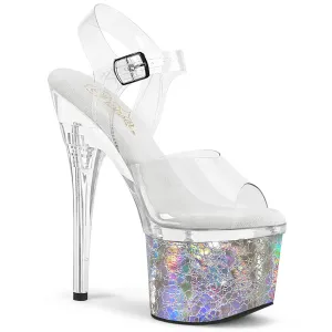 ESTEEM-708CK Pleaser Clear/Silver Sexy Platform Shoes (Pole Dancing Heels)