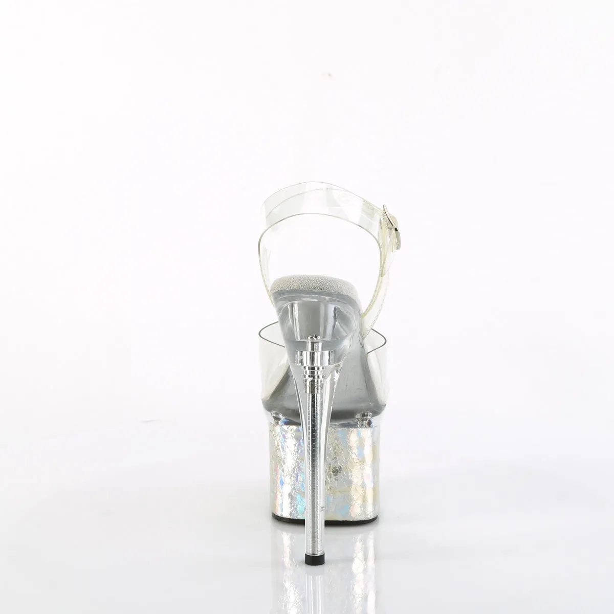ESTEEM-708CK Pleaser Clear/Silver Sexy Platform Shoes (Pole Dancing Heels)