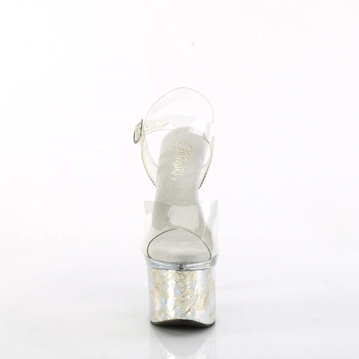 ESTEEM-708CK Pleaser Clear/Silver Sexy Platform Shoes (Pole Dancing Heels)