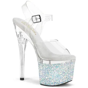 ESTEEM-708LG Pleaser Clear/White Sexy Platform Shoes (Pole Dancing Heels)