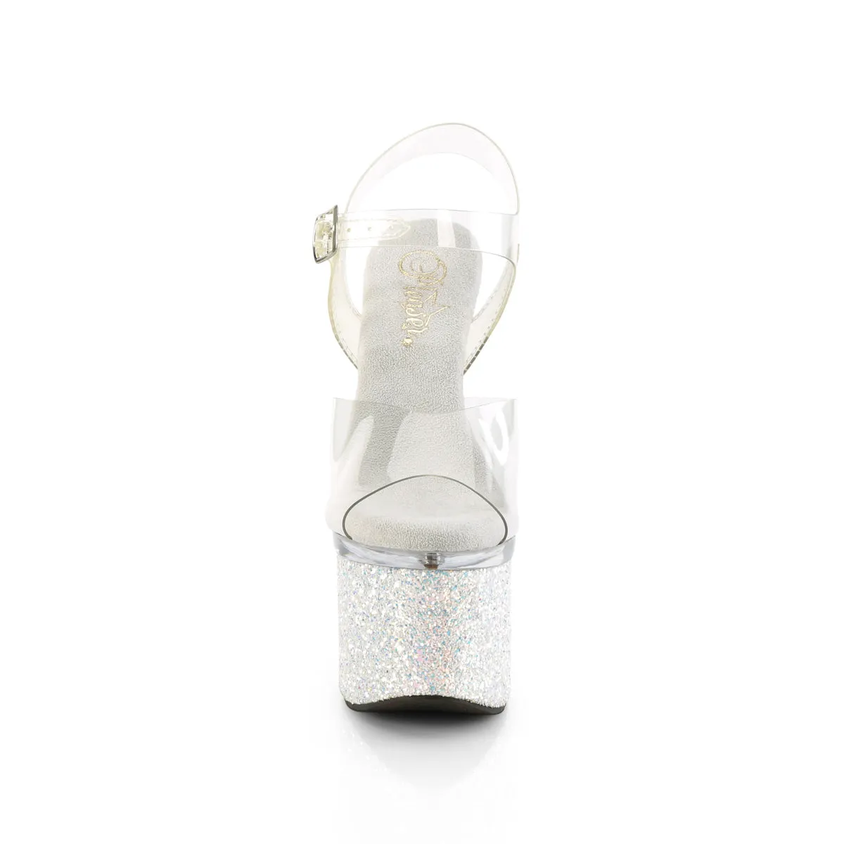 ESTEEM-708LG Pleaser Clear/White Sexy Platform Shoes (Pole Dancing Heels)