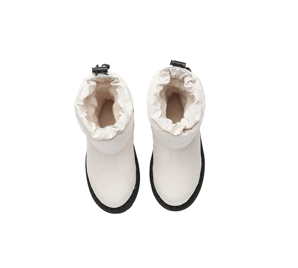 EVERAU® UGG Kids Sheepskin Wool Waterproof Drawstring Boots Sonita