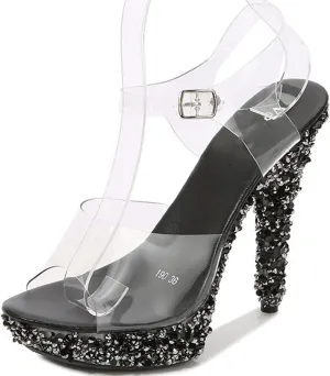 F&A LOVING Women's Ankle-Strap Sandal Platform Stiletto Open Toe Pole Dance Shoes