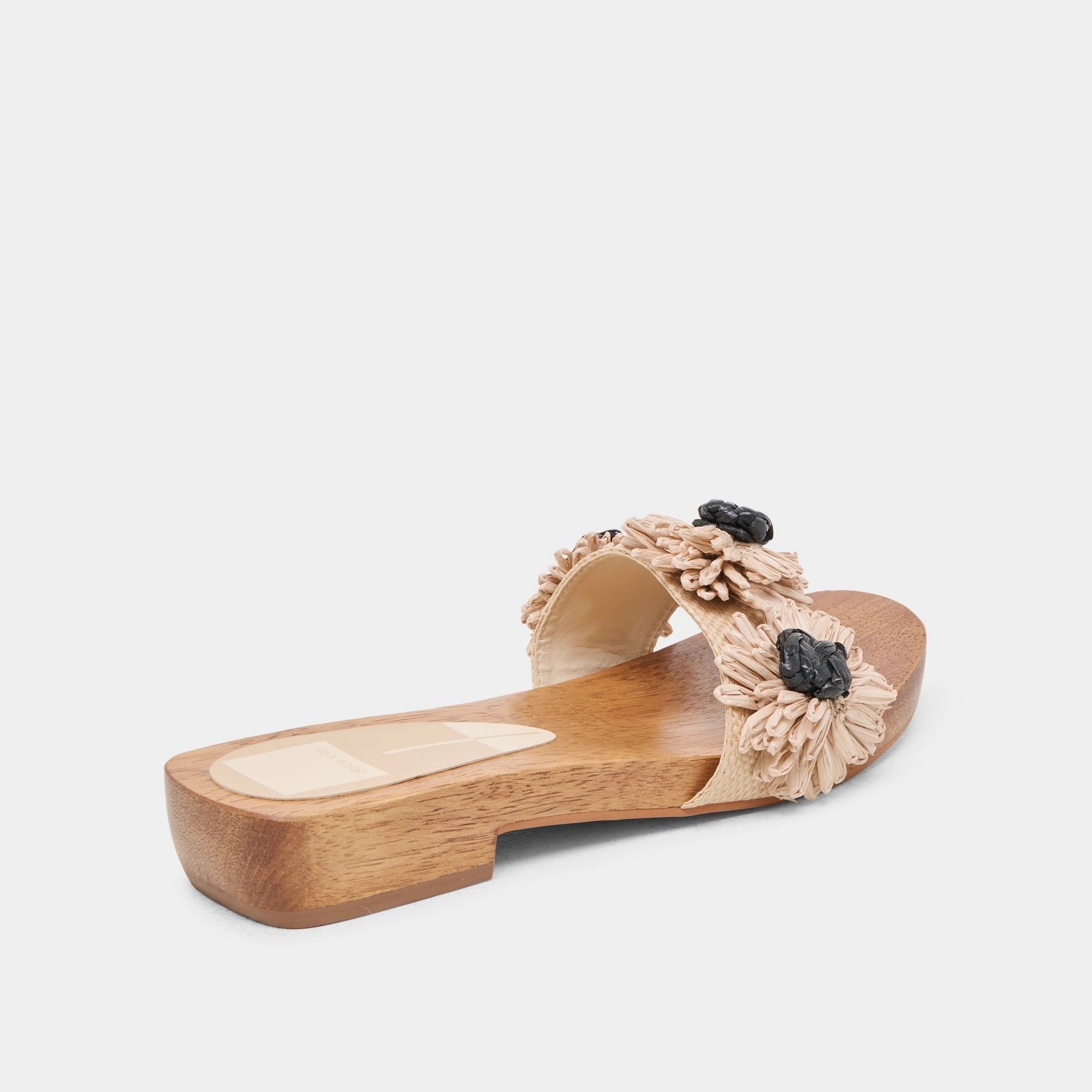 Off Duty Chill Walk ARIENA SANDALS BLACK NATURAL FLORAL RAFFIA
