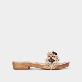 Flexible Walking Camo Mode ARIENA SANDALS BLACK NATURAL FLORAL RAFFIA