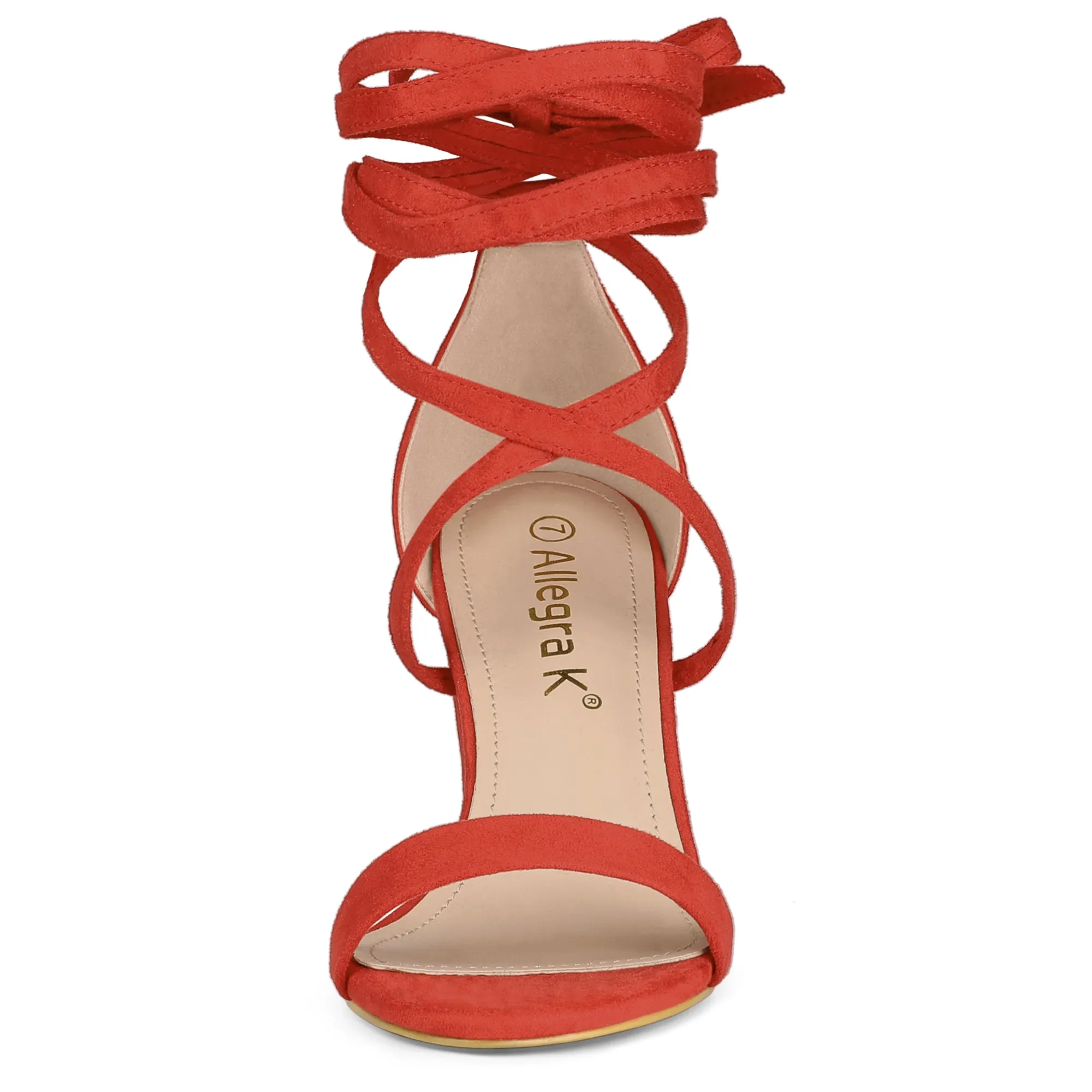 Faux Suede Open Toe Lace-Up Chunky High Heel Sandals