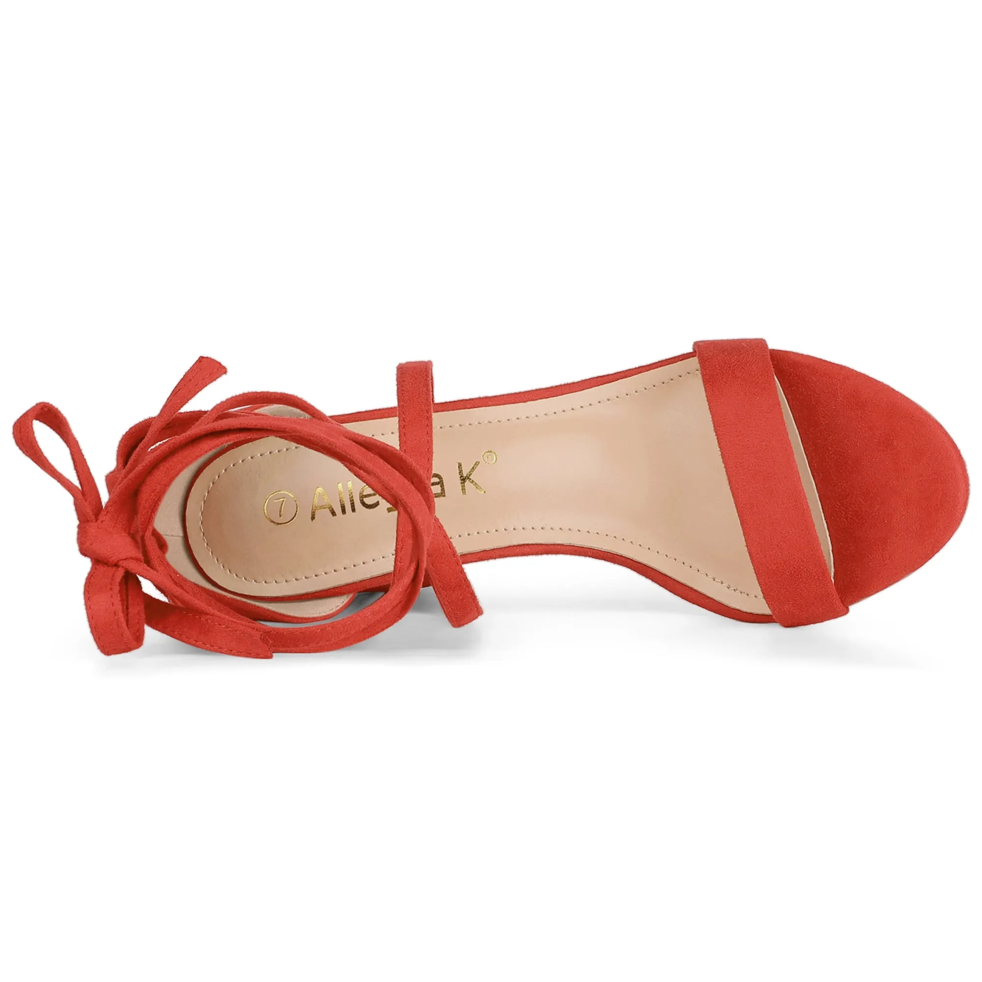 Faux Suede Open Toe Lace-Up Chunky High Heel Sandals