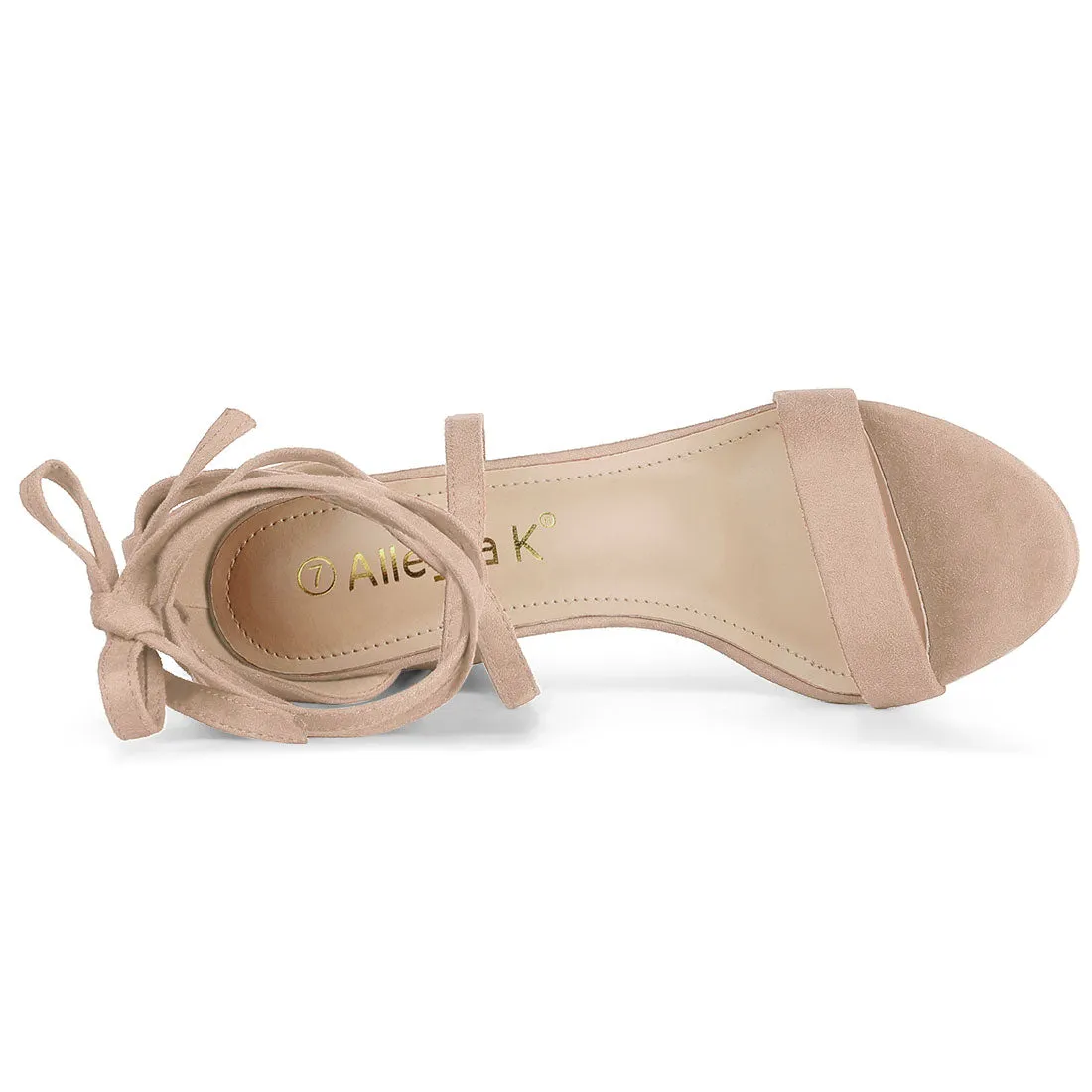 Faux Suede Open Toe Lace-Up Chunky High Heel Sandals