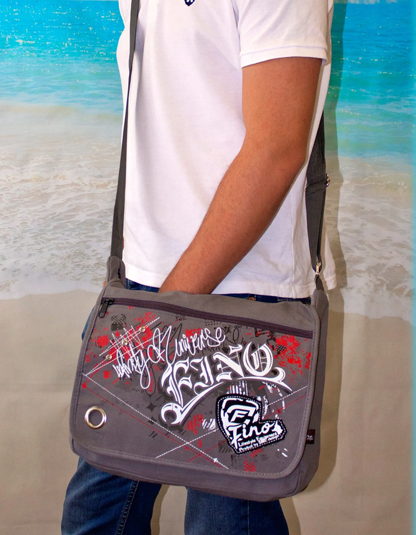 Fino SK-X2562 Lifestyle Unisex Polyester Graffiti Messenger School Bag