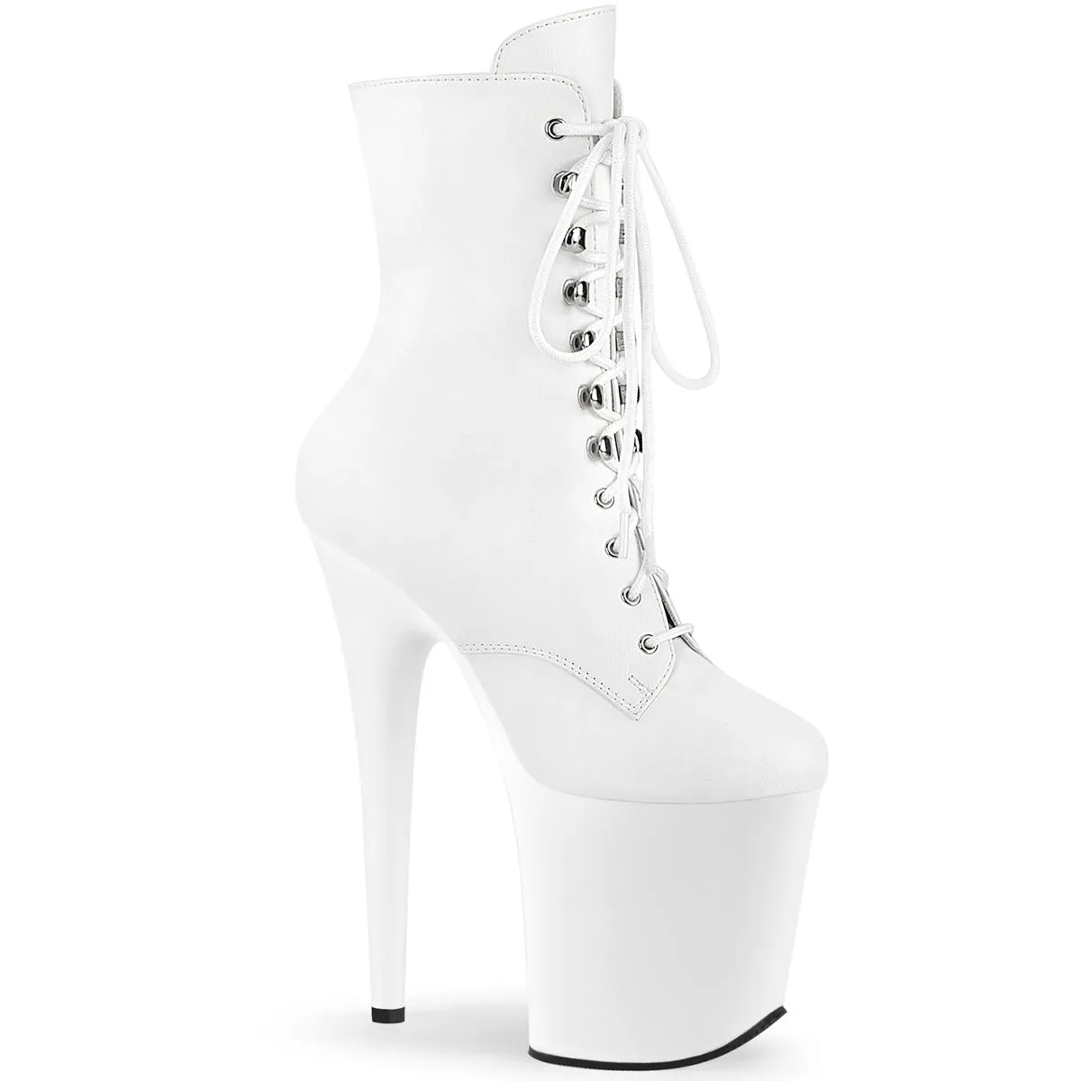 FLAMINGO-1020 Pleaser White Faux Leather Sexy Platform Shoes (Pole Dancing Heels)