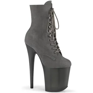 FLAMINGO-1020FST Pleaser Grey Faux Suede Sexy Platform Shoes (Pole Dancing Heels)