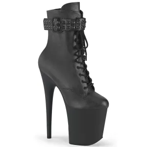 FLAMINGO-1020STR Pleaser Black Faux Leather Sexy Platform Shoes (Pole Dancing Heels)