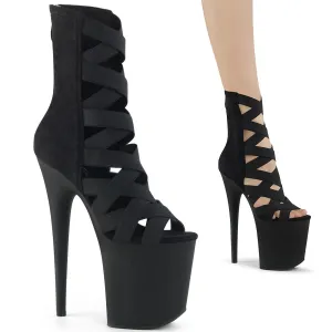 FLAMINGO-800-24 Pleaser Black Elastic Sexy Platform Shoes (Pole Dancing Heels)