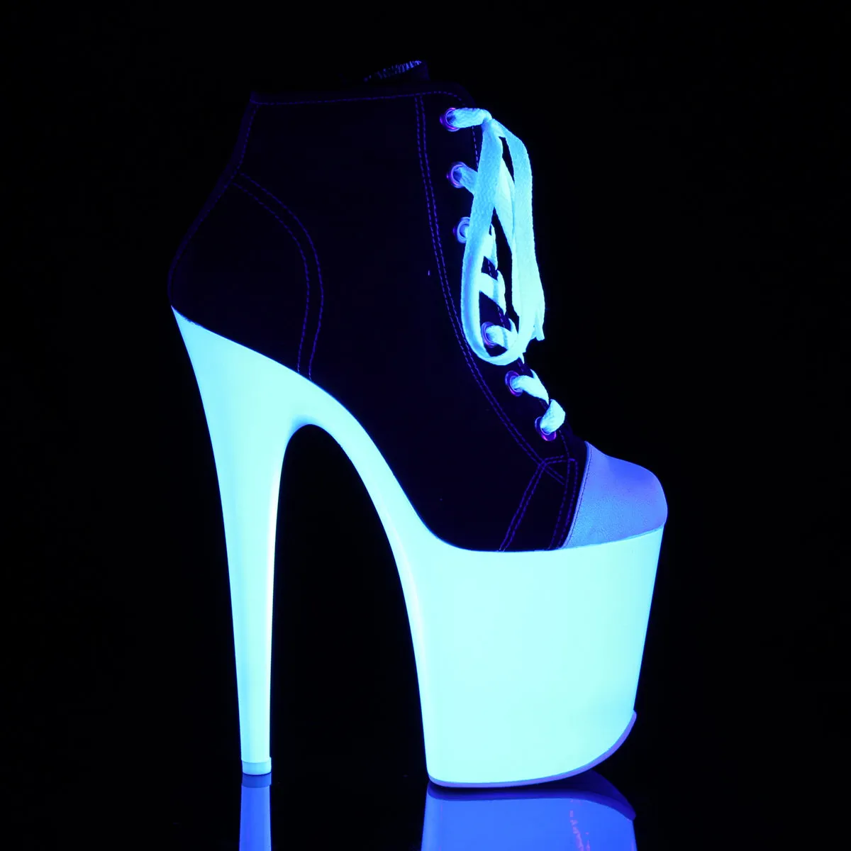 FLAMINGO-800SK-02 Pleaser Black Canvas Sexy Platform Shoes (Pole Dancing Heels)