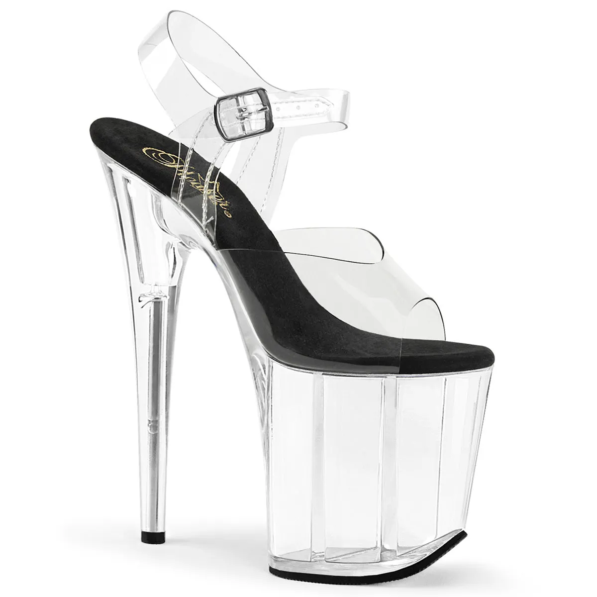 FLAMINGO-808 Pleaser Clear/Black Sexy Platform Shoes (Pole Dancing Heels)