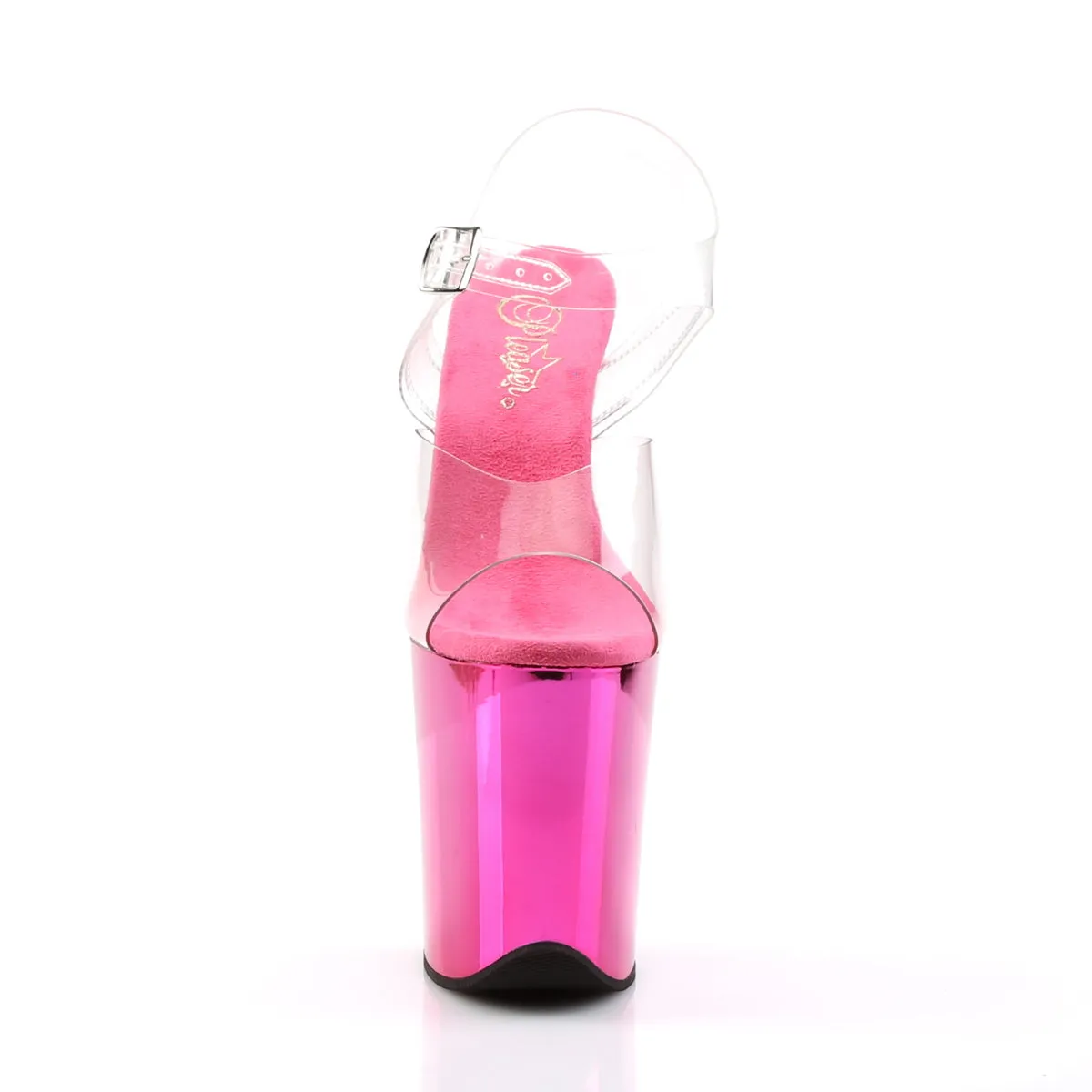 FLAMINGO-808 Pleaser Clear/Hot Pink Chrome Sexy Platform Shoes (Pole Dancing Heels)