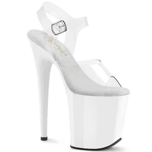 FLAMINGO-808 Pleaser Clear/White Sexy Platform Shoes (Pole Dancing Heels)