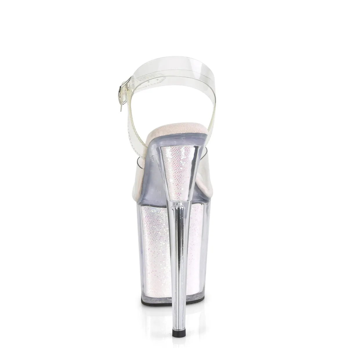 FLAMINGO-808G Pleaser Clear/Opal Glitter Inserts Sexy Platform Shoes (Pole Dancing Heels)