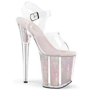 FLAMINGO-808G Pleaser Clear/Opal Glitter Inserts Sexy Platform Shoes (Pole Dancing Heels)
