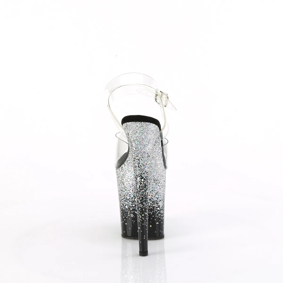 FLAMINGO-808SS Pleaser Clear/Black/Silver Sexy Platform Shoes (Pole Dancing Heels)