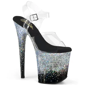 FLAMINGO-808SS Pleaser Clear/Black/Silver Sexy Platform Shoes (Pole Dancing Heels)