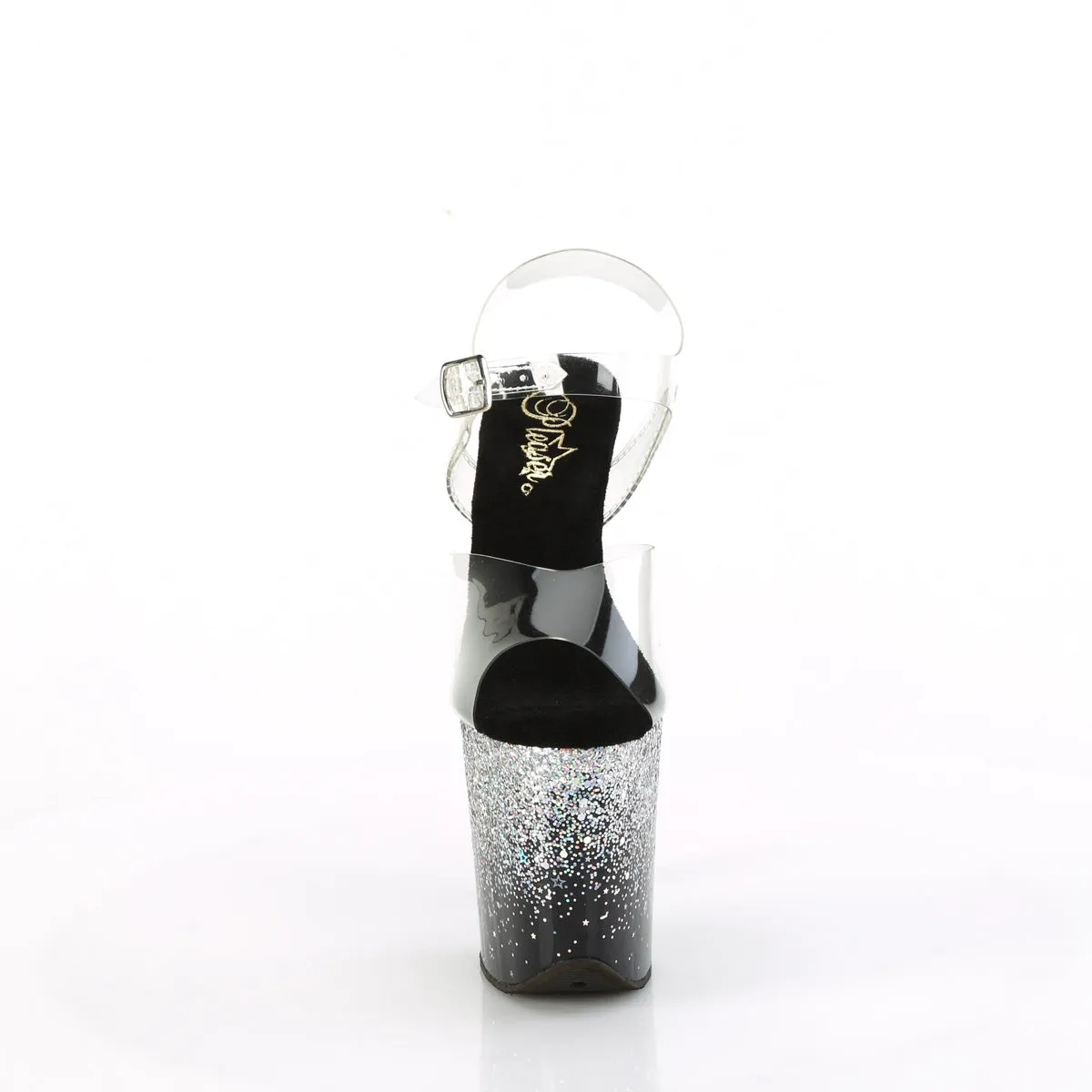 FLAMINGO-808SS Pleaser Clear/Black/Silver Sexy Platform Shoes (Pole Dancing Heels)